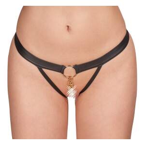 Bad Kitty - Open Kruis String - Kettingen - Wetlook - Goud - Zwart
