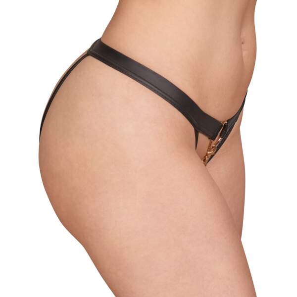 Bad Kitty - Open Kruis String - Kettingen - Wetlook - Goud - Zwart - Afbeelding 2