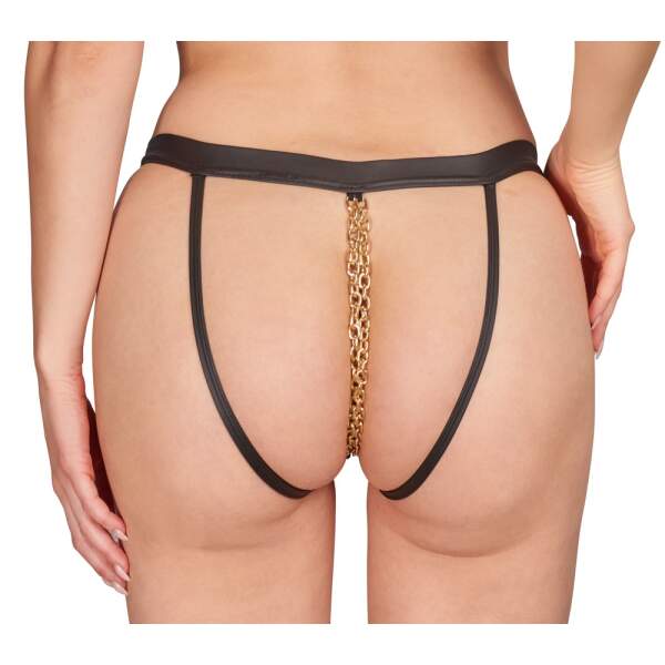 Bad Kitty - Open Kruis String - Kettingen - Wetlook - Goud - Zwart - Afbeelding 4