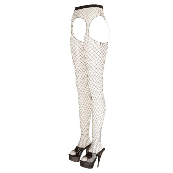 Cottelli Collection - Jarretel Panty - Grove Visnet - Zwart - Afbeelding 4