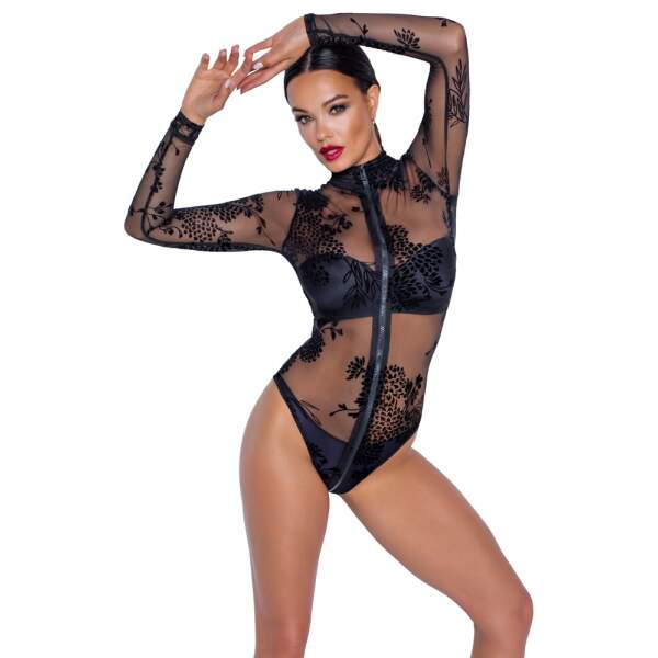 Noir Handmade - Body - Flockprint - Lange Mouwen - Zwart - Afbeelding 3