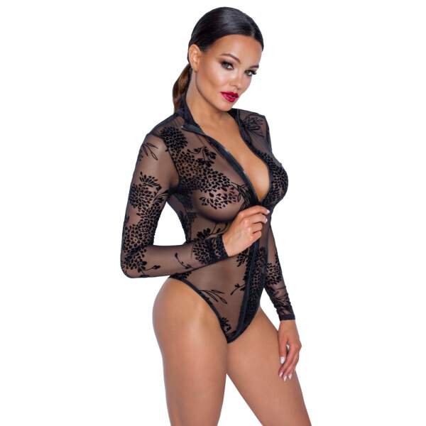 Noir Handmade - Body - Flockprint - Lange Mouwen - Zwart