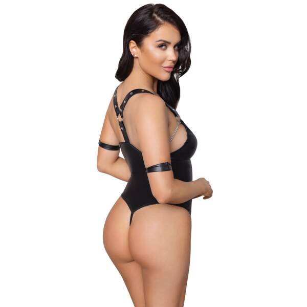 Cottelli Collection - Body Bondage - Ringen - Open Kruis - Wetlook - Zwart - Afbeelding 4