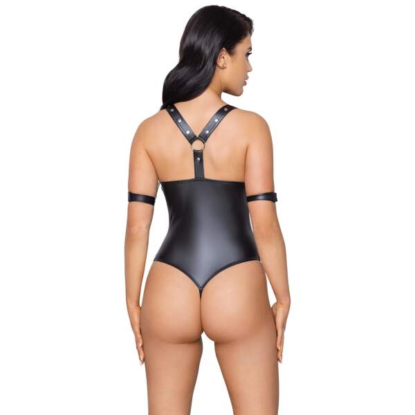 Cottelli Collection - Body Bondage - Ringen - Open Kruis - Wetlook - Zwart - Afbeelding 3