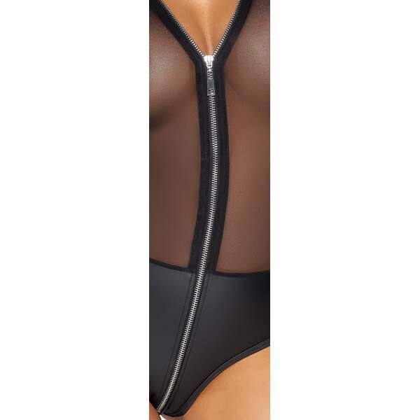 Cottelli Collection - Body - Lange Mouwen - Gaas - Wetlook - Afbeelding 5