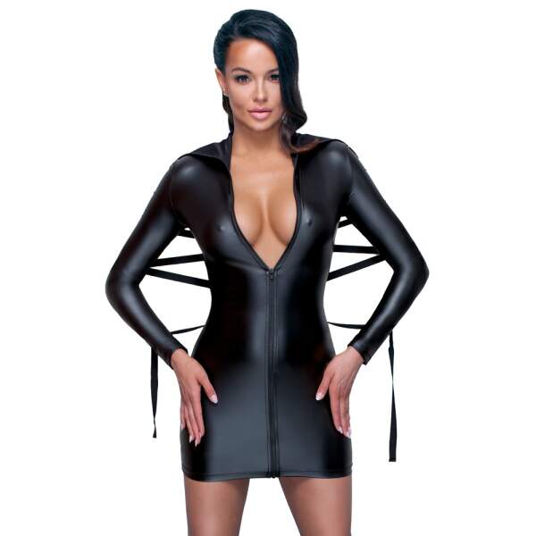 Cottelli Collection - Jurk Bondage - Wetlook - Zwart - Afbeelding 2
