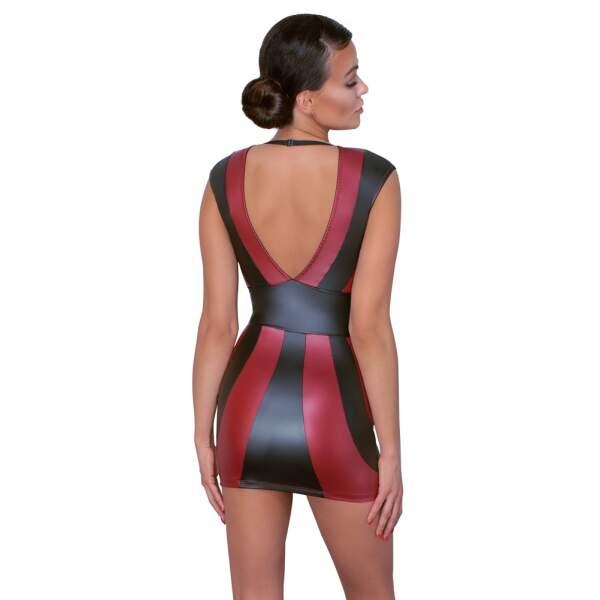 Cottelli Collection - Mini Jurk - Banen - Wetlook - Rood - Zwart - Afbeelding 3