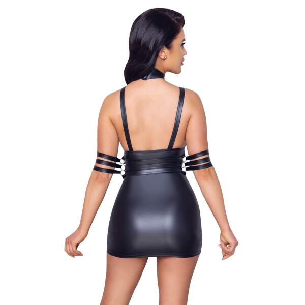 Cottelli Collection - Jurk Bondage - Collar - Wetlook - Zwart - Afbeelding 4