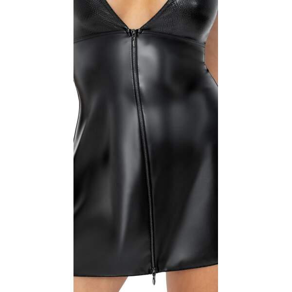 Noir Handmade - Mini Jurk  - Snake Cups - Wetlook - Zwart - Afbeelding 4