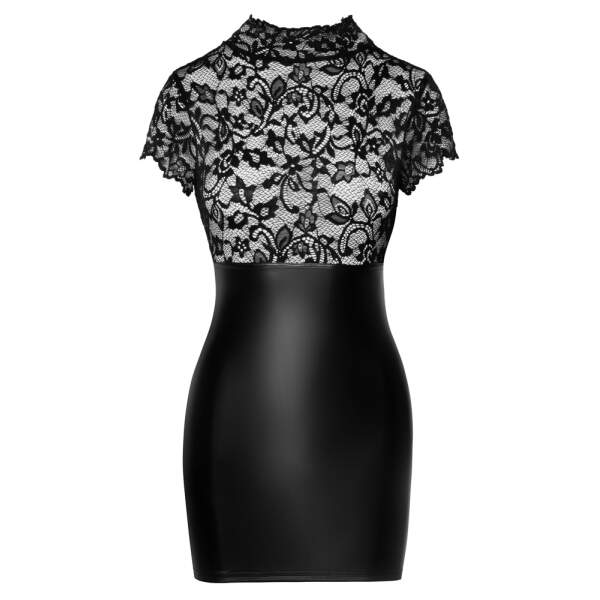 Noir Handmade - Mini Jurk - Top van Kant - Wetlook Rok - Zwart - Afbeelding 5