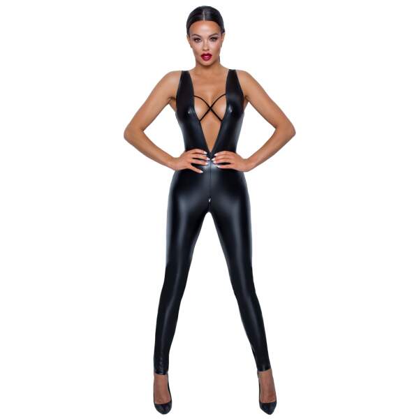 Noir Handmade - Catsuit - Spider Rug - Wetlook - Zwart