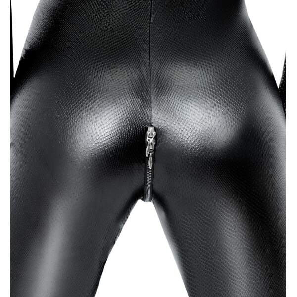 Noir Handmade - Catsuit Snake - 3-Zijdige Rits - Snakeprint - Wetlook - Zwart - Afbeelding 4