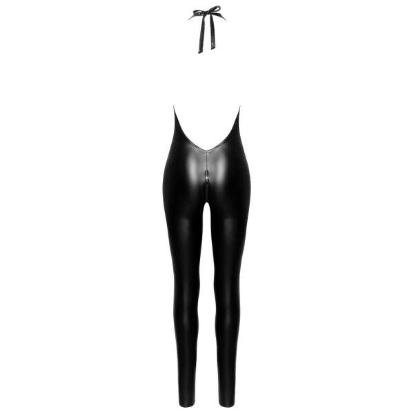 Noir Handmade - Halter Catsuit - Snake Cups - 3-Zijdige Rits - Wetlook - Zwart - Afbeelding 5