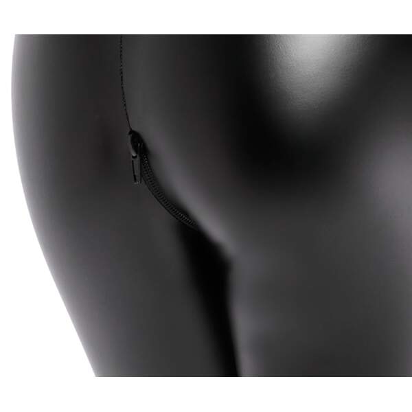 Noir Handmade - Catsuit - Gaas Top met Flockprint - Wetlook - Zwart - Afbeelding 4