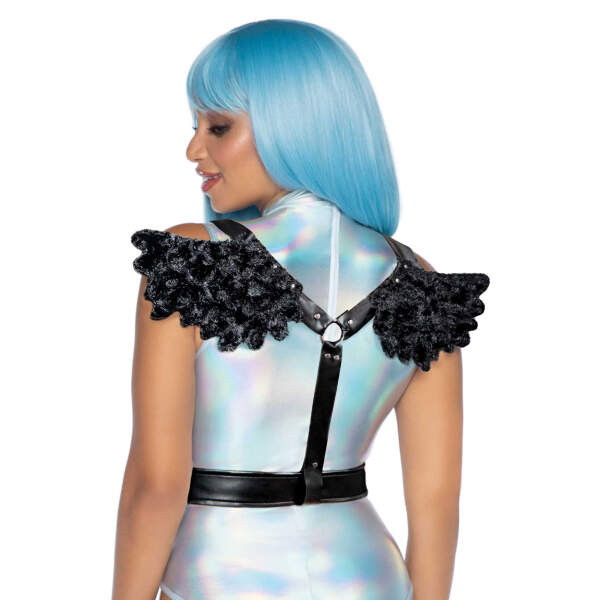 Leg Avenue - Furry Angel Body Harnass - Vleugels - Harnas - Zwart