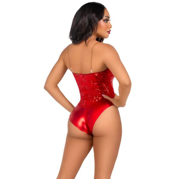 Leg Avenue - Body - Pailletten - Wetlook - Rood - Afbeelding 2