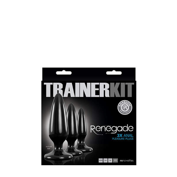 Renegade - Anal Training Kit - 3 Butt Plugs - Zuignap - Siliconen - Zwart - Afbeelding 2