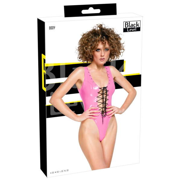 Black Level - Stringbody - Vetersluiting - Lak - Roze - Afbeelding 6