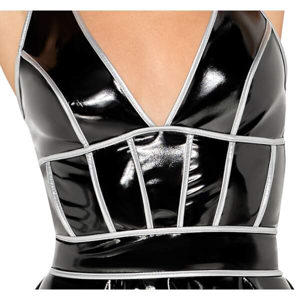 Black Level - Lak Jurkje - Halter Top - Wijde Rok - Lak - Zwart - Afbeelding 5