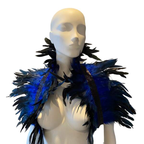Kinky Diva - Feather Collar - Unisex  - Stola - Veren - Blauw - Zwart - Afbeelding 2