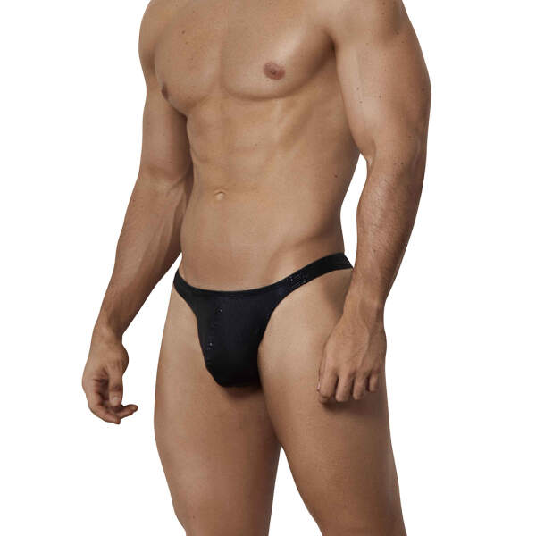 Clever Moda - Brilliant Thong - String - Glimmend Slangen Print - Zwart - Afbeelding 3