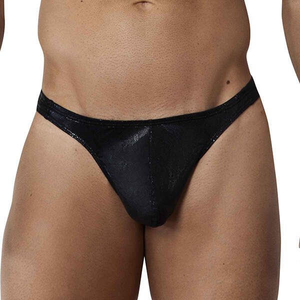 Clever Moda - Brilliant Thong - String - Glimmend Slangen Print - Zwart