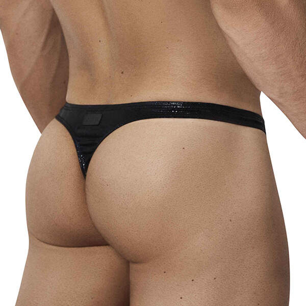 Clever Moda - Brilliant Thong - String - Glimmend Slangen Print - Zwart - Afbeelding 2