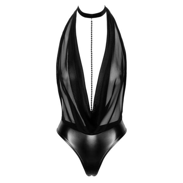 Noir Handmade - Body - Collar met Ketting - Voile Waterval - Wetlook Zwart - Afbeelding 4