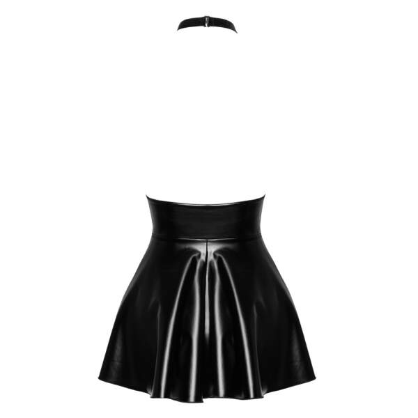 Noir Handmade - Mini Jurk - Halter Top - A-lijn Rok - Wetlook - Zwart - Afbeelding 5