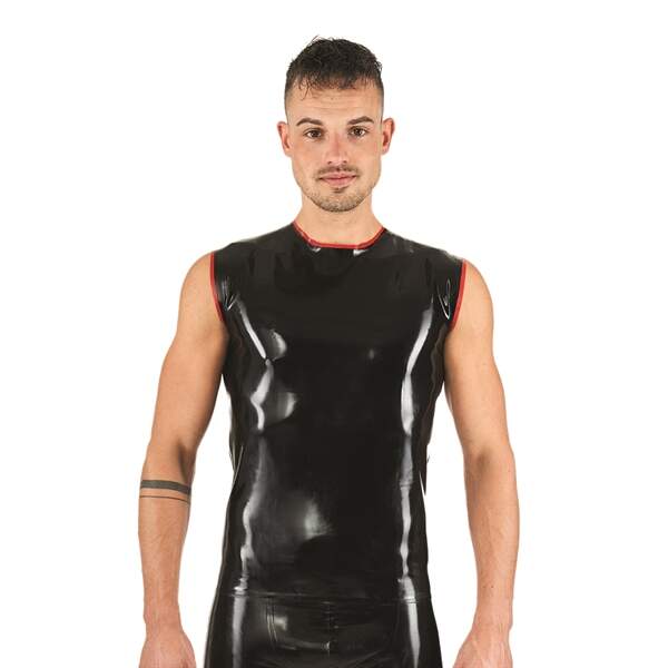 Mr. B - Shirt - Mouwloos - Latex - Zwart - Rood