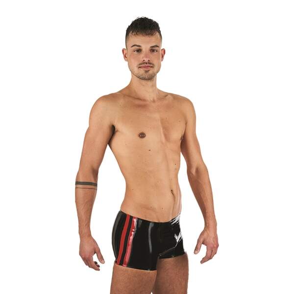 Mr. B - Short - Rode Banen - Latex - Zwart