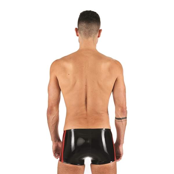 Mr. B - Short - Rode Banen - Latex - Zwart - Afbeelding 3
