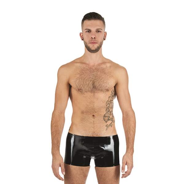 Mr. B - Short - Witte Banen - Latex - Zwart - Afbeelding 2