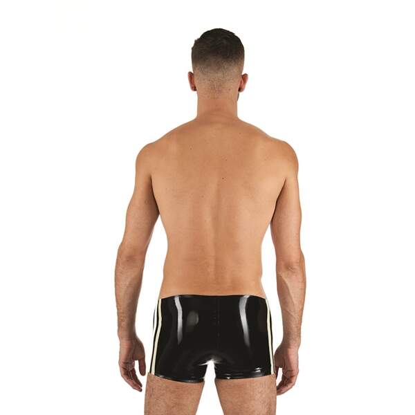 Mr. B - Short - Witte Banen - Latex - Zwart - Afbeelding 3