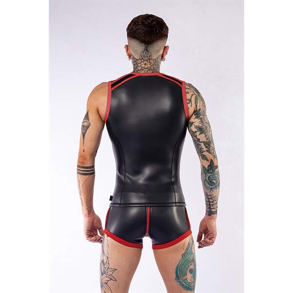 Mouwloos Shirt met Rits Rood Neopreen - Mr. B - Afbeelding 2