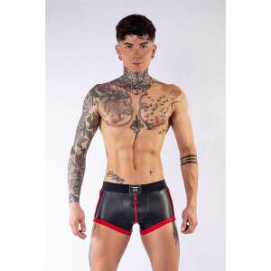 Mr. B - Short - 3-zijdige Rits - Rode Banen - Neopreen - Zwart