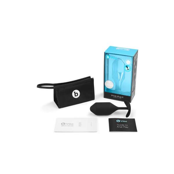b-Vibe - Snug Plug 4 - Verzwaarde Butt Plug - Siliconen - Zwart - Afbeelding 7