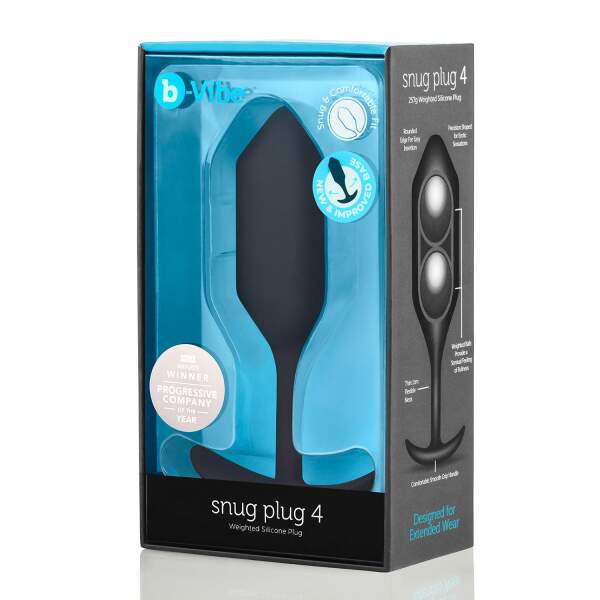 b-Vibe - Snug Plug 4 - Verzwaarde Butt Plug - Siliconen - Zwart - Afbeelding 6