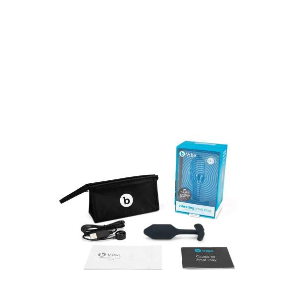 b-Vibe - Snug Plug 2 - Verzwaarde Butt Plug - Vibrerend - Siliconen - Zwart - Afbeelding 4