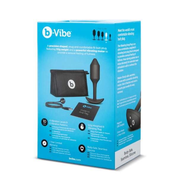 b-Vibe - Snug Plug 2 - Verzwaarde Butt Plug - Vibrerend - Siliconen - Zwart - Afbeelding 7