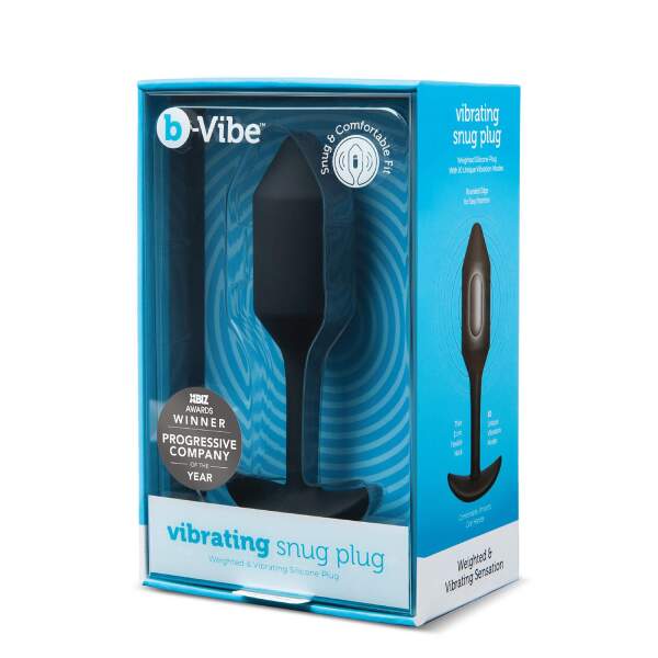 b-Vibe - Snug Plug 2 - Verzwaarde Butt Plug - Vibrerend - Siliconen - Zwart - Afbeelding 6