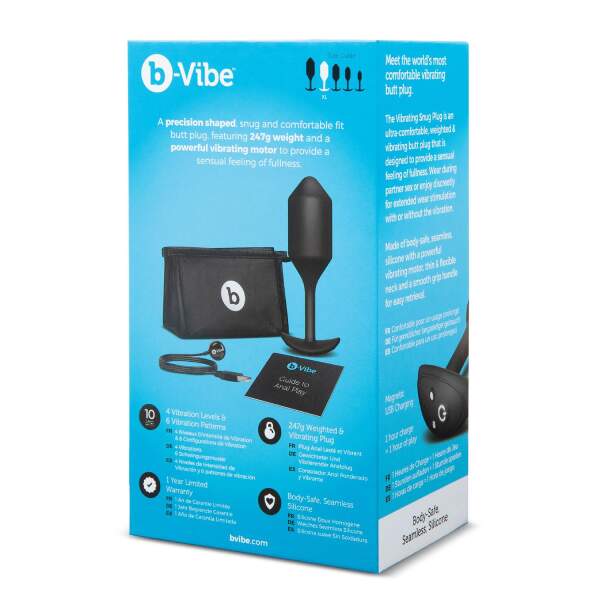 b-Vibe - Snug Plug 4 - Verzwaarde Butt Plug - Vibrerend - Siliconen - Zwart - Afbeelding 6
