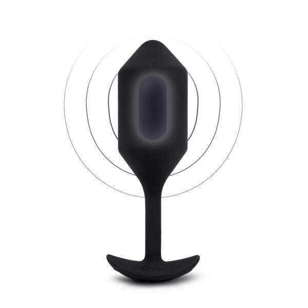 b-Vibe - Snug Plug 4 - Verzwaarde Butt Plug - Vibrerend - Siliconen - Zwart - Afbeelding 2