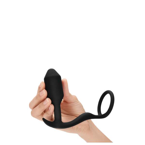 b-Vibe - Snug  & Tug - Butt Plug en Cockring - Siliconen - Zwart