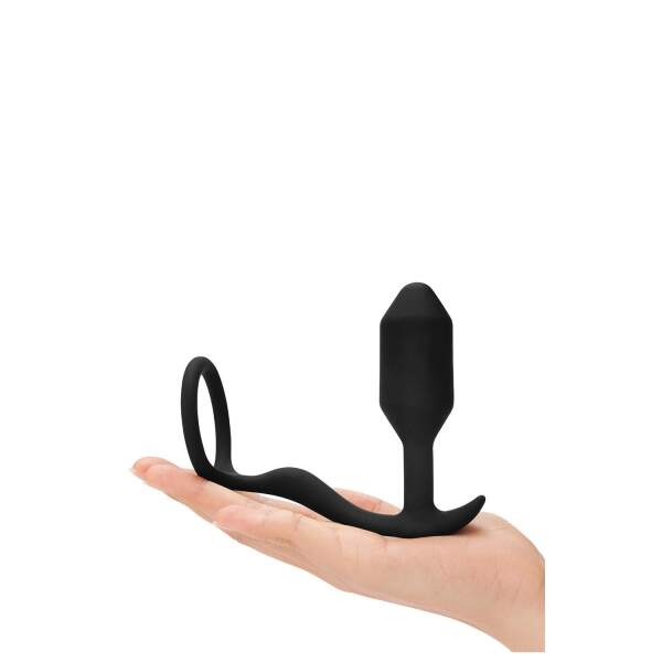b-Vibe - Snug  & Tug - Butt Plug en Cockring - Siliconen - Zwart - Afbeelding 4