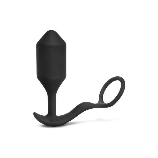 b-Vibe - Vibrating Snug  & Tug - Vibrerende Butt Plug en Cockring - Siliconen - Zwart Maat XL - Afbeelding 3