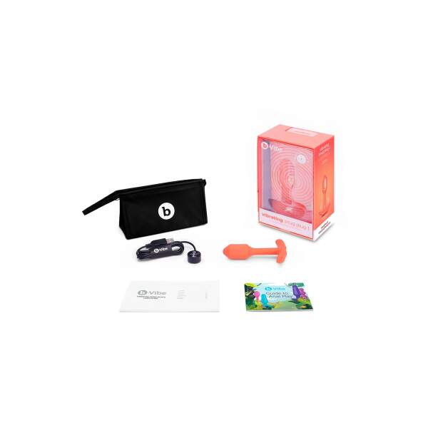 b-Vibe - Snug Plug 1 - Verzwaarde Butt Plug - Vibrerend - Siliconen - Oranje - Afbeelding 4