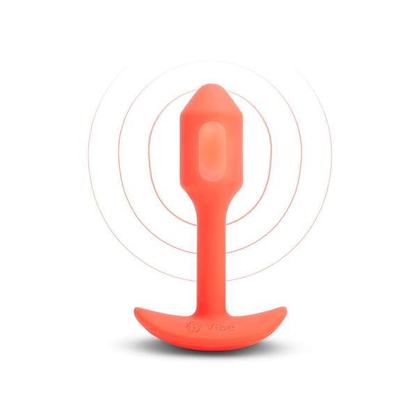 b-Vibe - Snug Plug 1 - Verzwaarde Butt Plug - Vibrerend - Siliconen - Oranje - Afbeelding 2