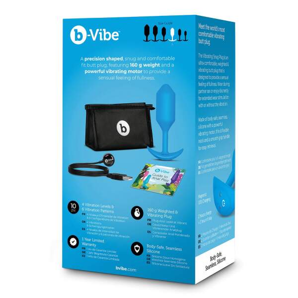 b-Vibe - Snug Plug 3 - Verzwaarde Butt Plug - Vibrerend - Siliconen - Blauw - Afbeelding 6