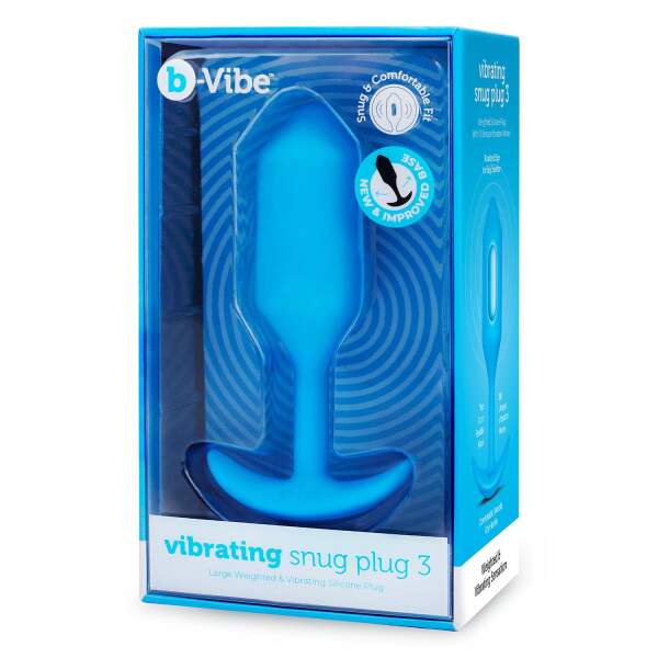 b-Vibe - Snug Plug 3 - Verzwaarde Butt Plug - Vibrerend - Siliconen - Blauw - Afbeelding 7